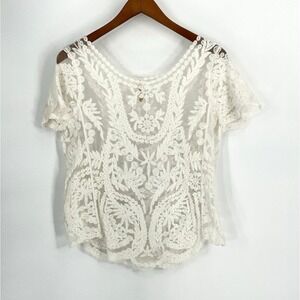 Shoreline Women's Size XL Sheer Eyelet Lace Top Cottagecore Boho